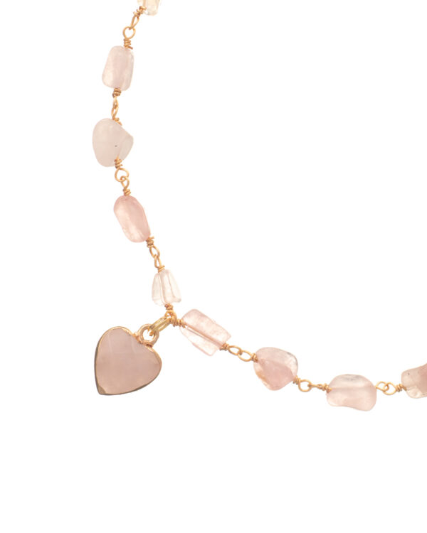 Elegant rose quartz heart charm necklace