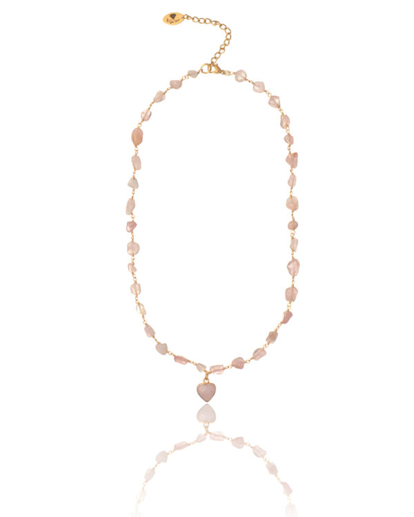 Rose Quartz Necklace with Heart Charm for women
