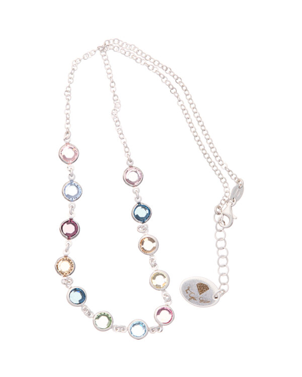 Short Necklace with Multicolored Crystals and Rhodium Setting