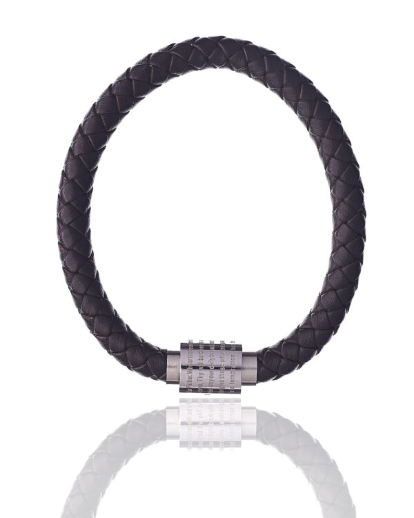 Black leather braided wristband