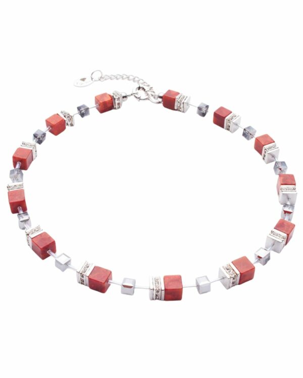 Tile coral necklace with gold accents