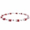 Tile Coral Necklace with red coral and silver accents on a white background