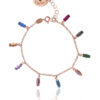 Bracelet with multicolor rectangle crystals in rose gold setting