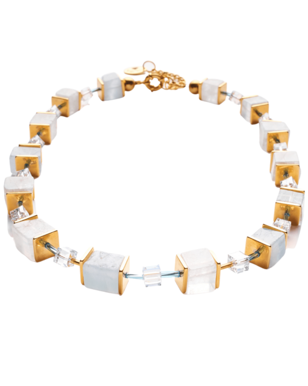 Crystals and Aquamarine Cubes Bracelet - Handcrafted Jewelry
