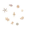 Assorted petit elements for memory lockets including a starfish, leaf, tree, turtle, and other decorative charms