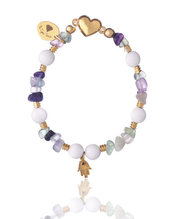 Fluorite and Coral Bracelet - Vibrant Gemstone Jewelry