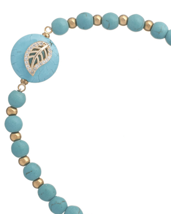 Turquoise Leaf Bracelet - Handcrafted Jewelry