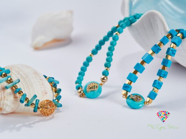 Turquoise Leaf Bracelet - Handcrafted Nature-inspired Jewelry