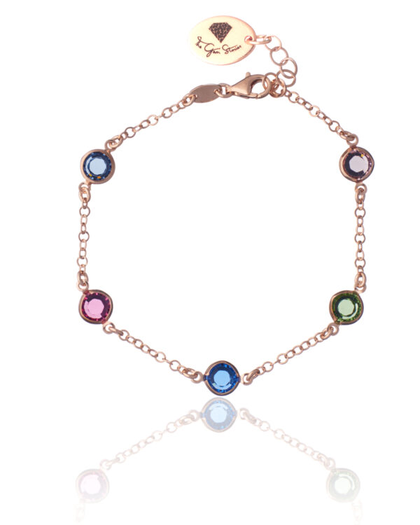 Bracelet with multicolor crystals in rose gold setting
