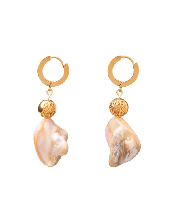 Coral Earrings with gold detailing on hoop design