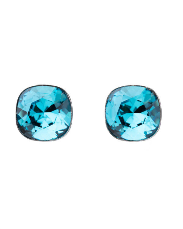  Square Indicolite Crystal Silver Earrings