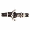 Double leather men's bracelet featuring a silver anchor clasp, with braided leather straps