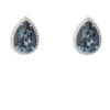 Crystal Silver Night Pear Earrings with halo setting