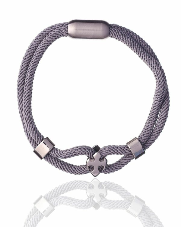 Men's rope bracelet featuring detailed metallic elements and rugged design