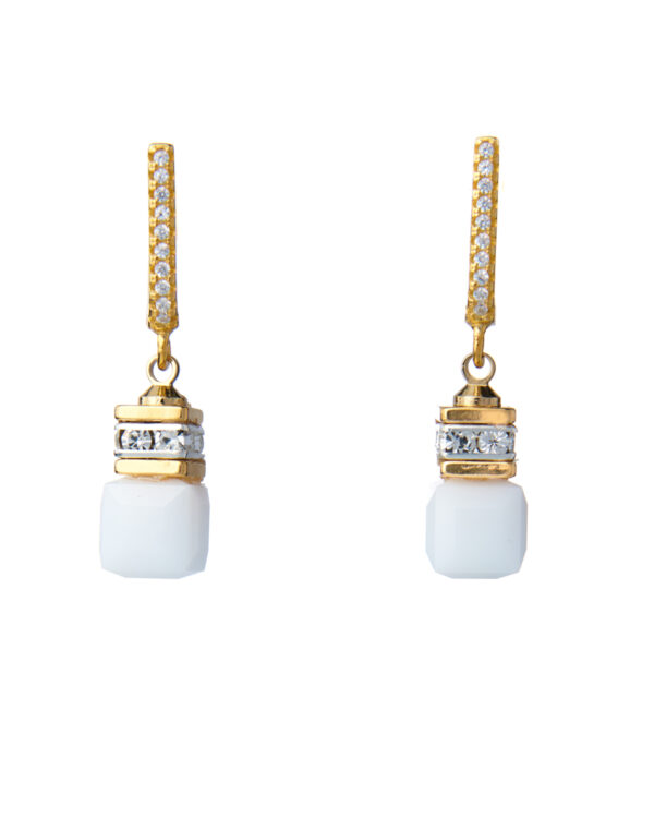 Alabaster Silver Earrings with gold-plated setting and crystals