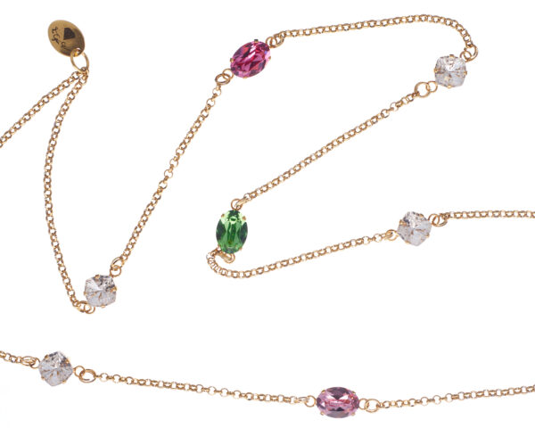 Elegant long necklace with Swarovski multicolor crystals