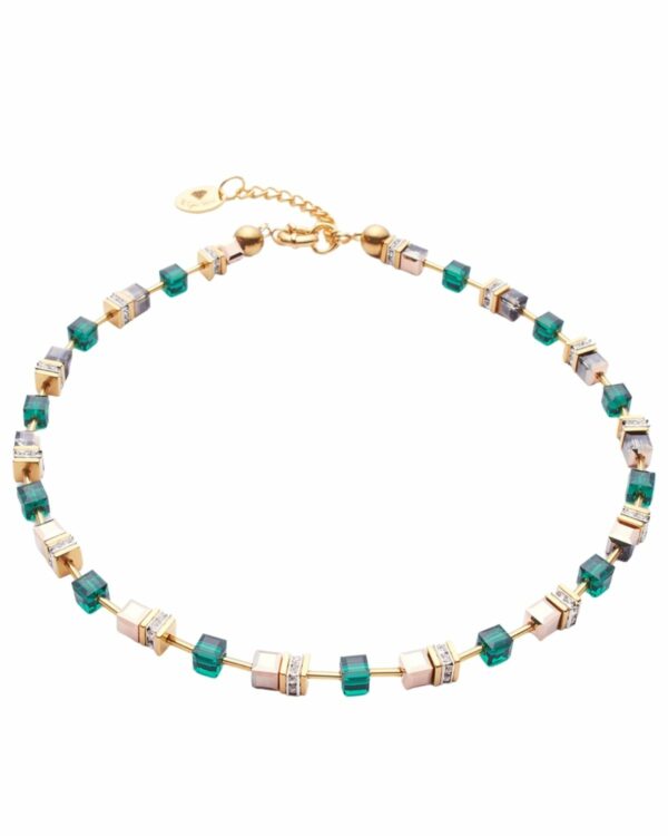 Emerald necklace with gold chain