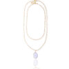 Double chain necklace with a blue howlite pendant
