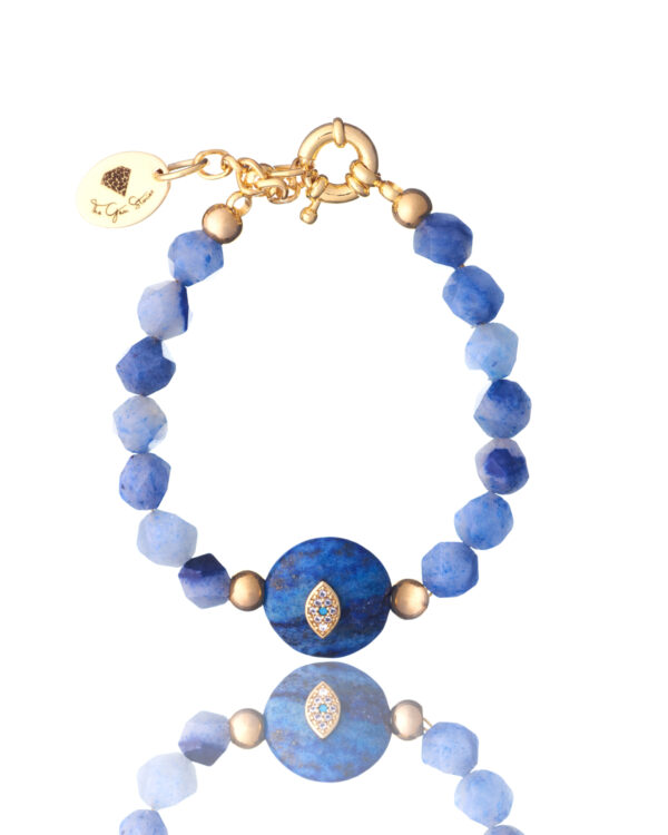 Light Blue Quartz with Eye Element Bracelet - Gemstone Jewelry