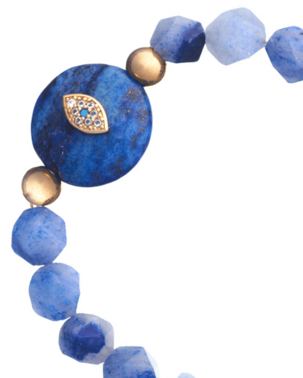 Light Blue Quartz Eye Bracelet - Handcrafted Gemstone Jewelry
