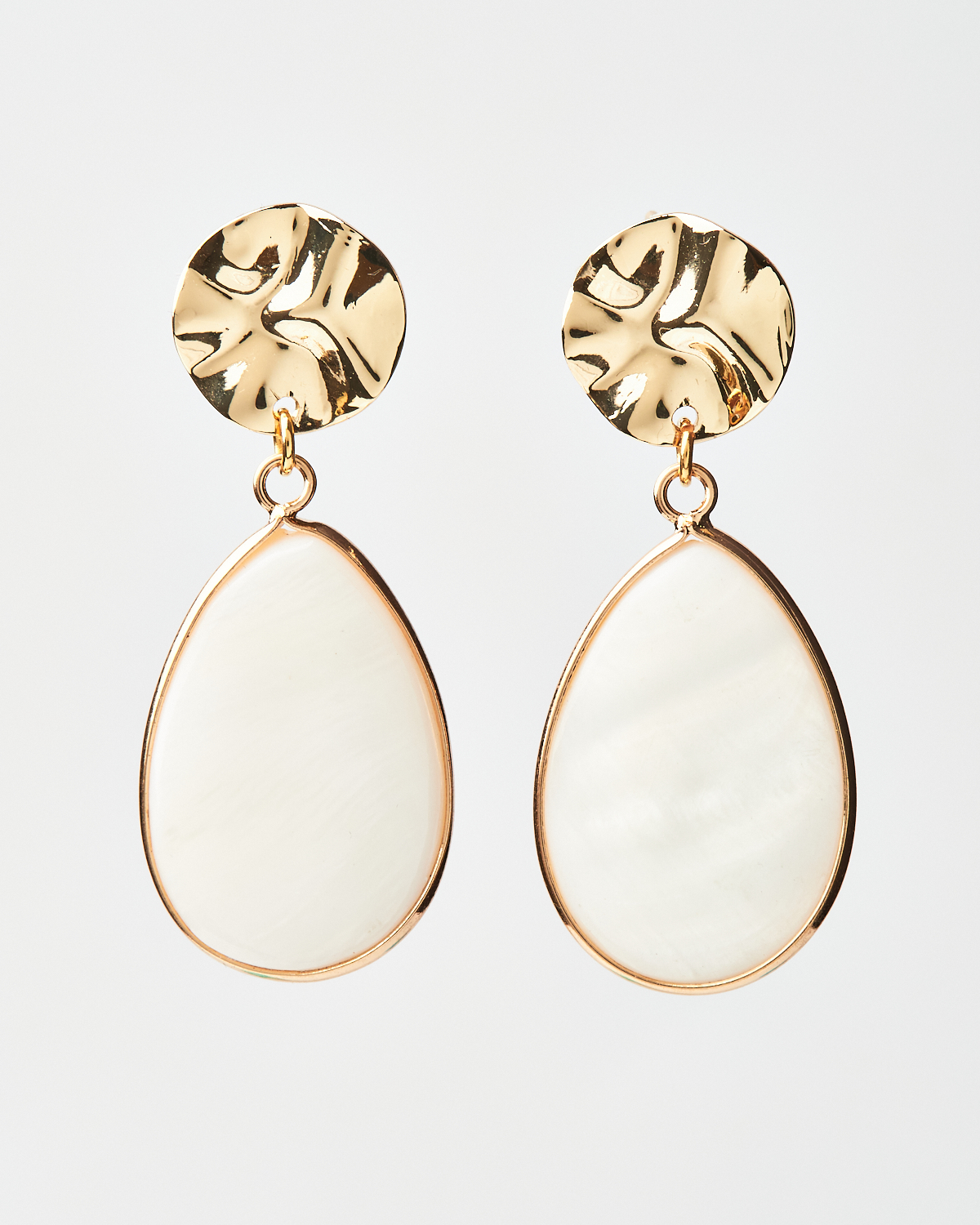 Alabaster Drop Earrings Alabaster Drop Earrings with Textured Rose Gold Top