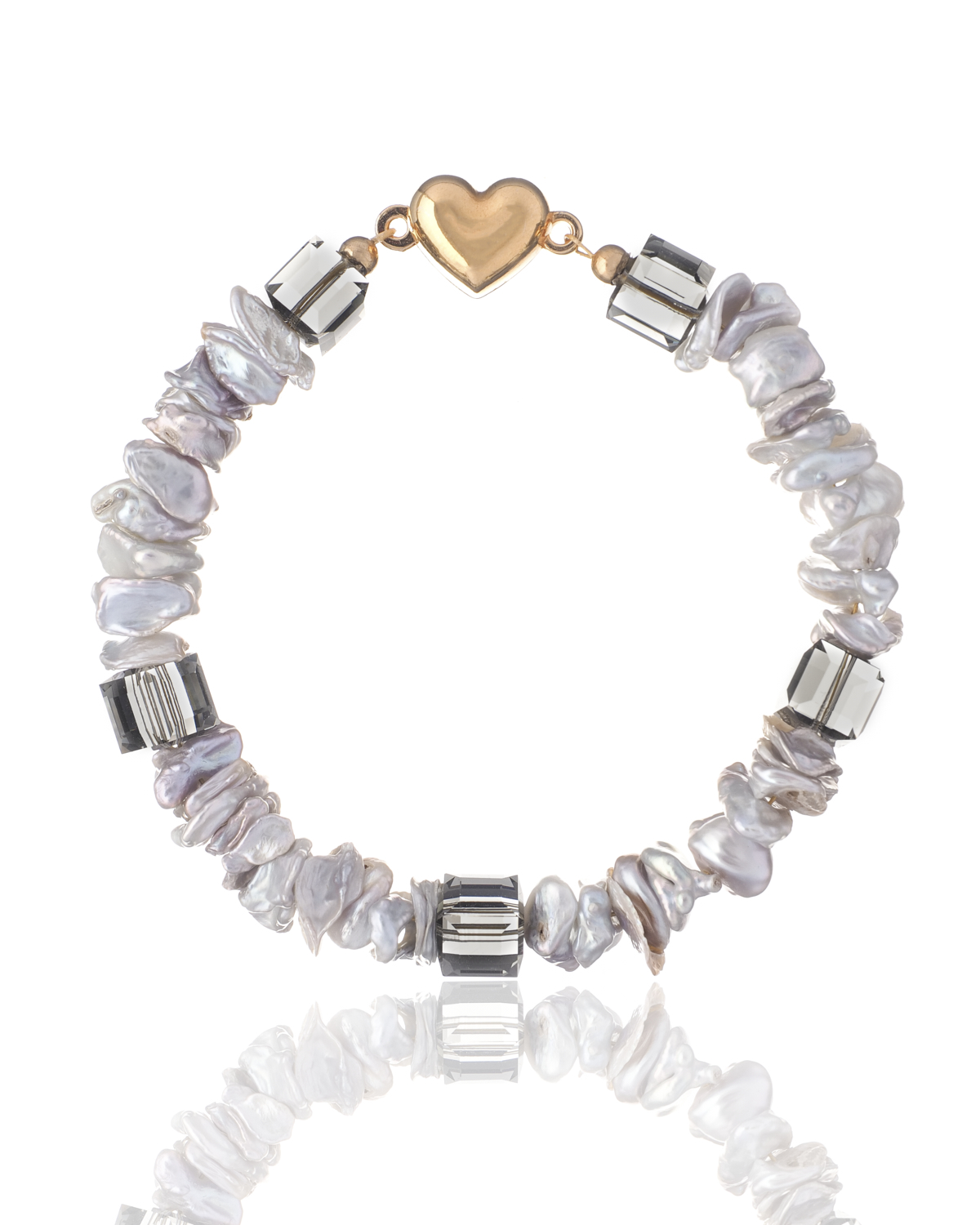 Mother Of Pearl Chips And Crystals Bracelet Mother of Pearl Chips and Crystals Bracelet - Natural Elegance