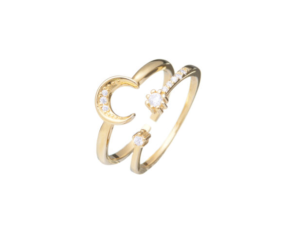 Cubic Zirconia Opening Stacking Rings - Set of three silver rings with cubic zirconia stones