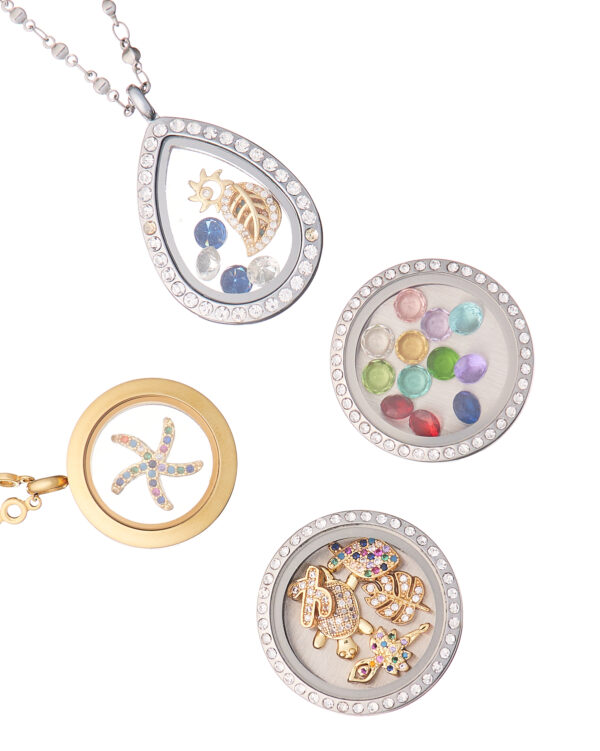 Memory locket with birthstone crystals