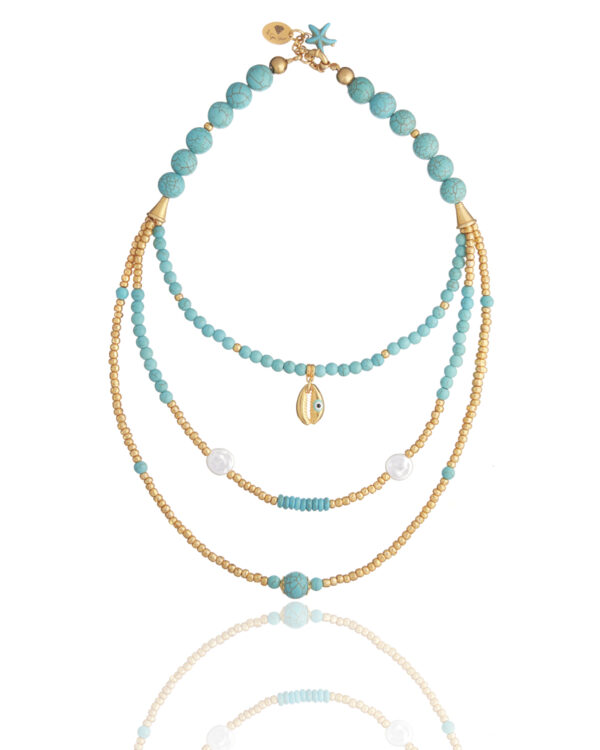 Handcrafted Turquoise Seashell Necklace with beach-inspired charm