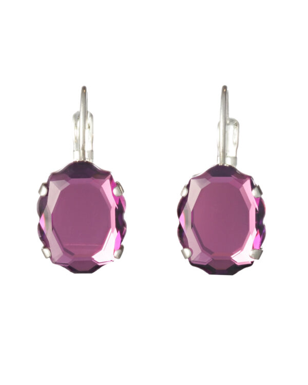 6by327751 The Gem Stories Amethyst Baroque Mirror Earrings Rhodium Plated