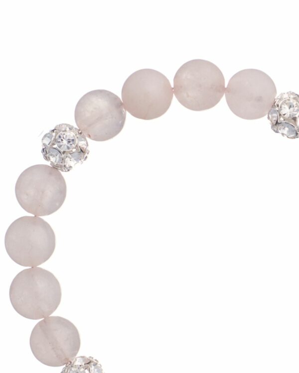 Radiant jewelry featuring Rose Quartz and Preciosa crystals on a rhodium base.