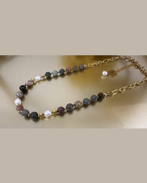 Mookaite Jasper Necklace With Gold Chain