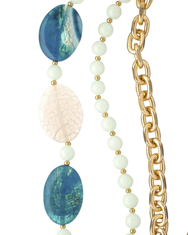 Pal Blue Jade Necklace with Agate Stones and Chain