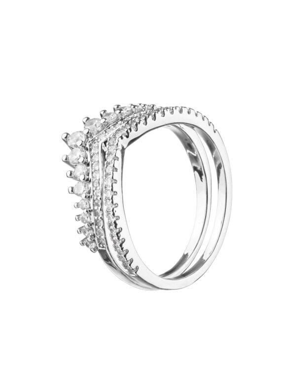 Stylish V Crown Rings Set - Gold and Silver