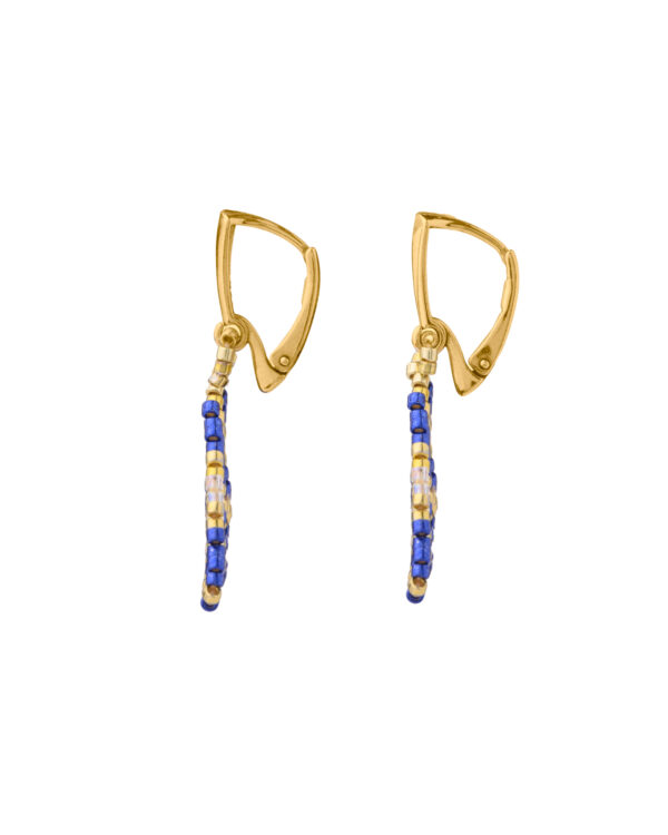 Triangle Miyuki Braided Leverback Earrings - Blue/Gold