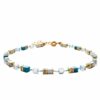 Blue Shade and Howlite Necklace with gold accents and geometric design