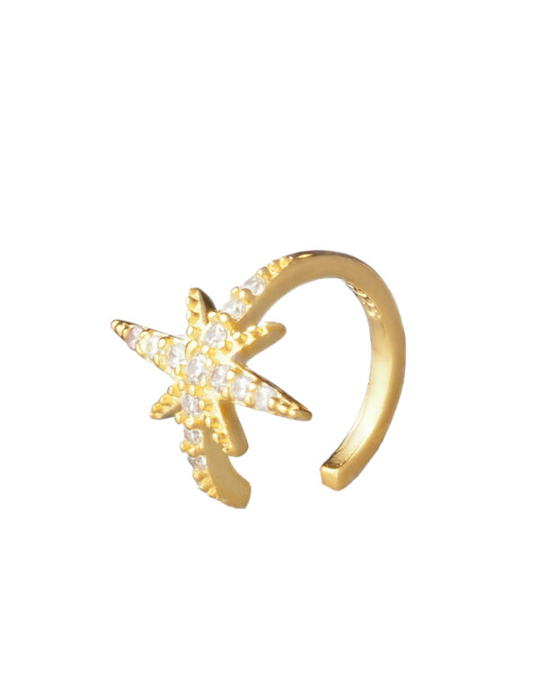  Star Clip Gold Plated Earring with Sparkling Stones