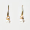 White Pearl Drop Earrings with Gold and Crystal Accents