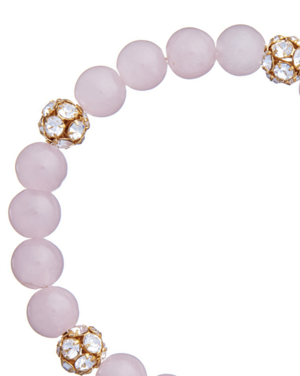 Rose Quartz Bracelet with Preciosa Crystal Balls - Radiant Jewelry Piece