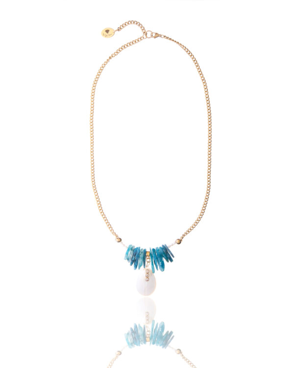 Jade necklace with ivory element and gold chain