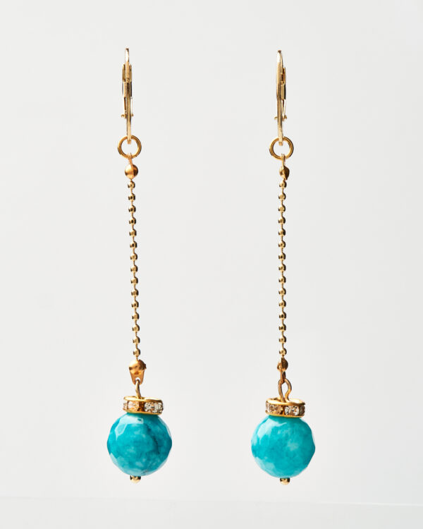 Long Jade Earrings with Gold Chain Detail