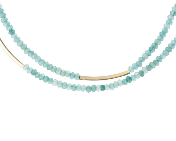 Elegant Double Light Green Jade Necklace with Gold Details