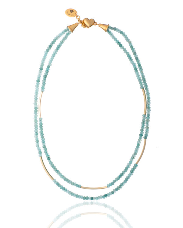Double light green jade necklace with elegant design