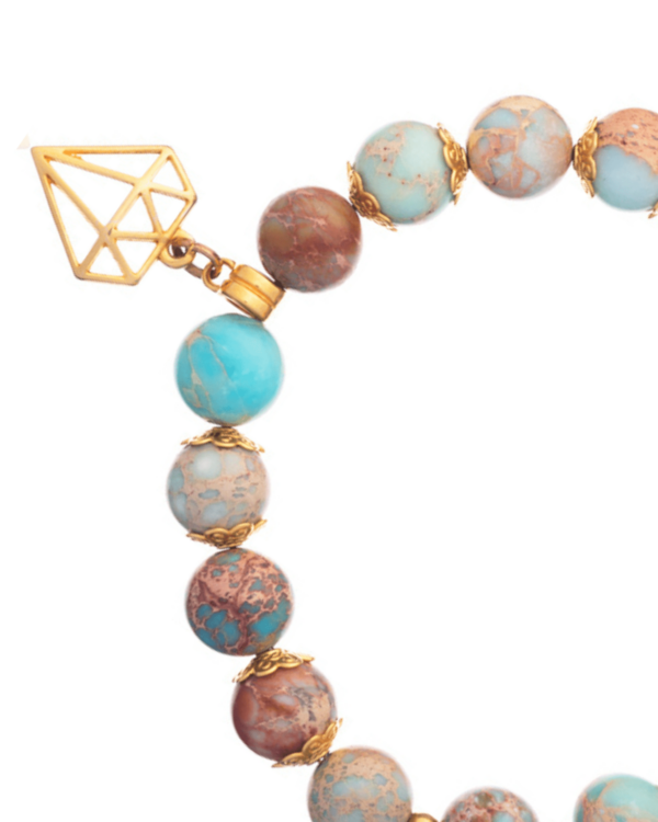 Turquoise Iaspis Bracelet with Diamond Detail - Unique Jewelry