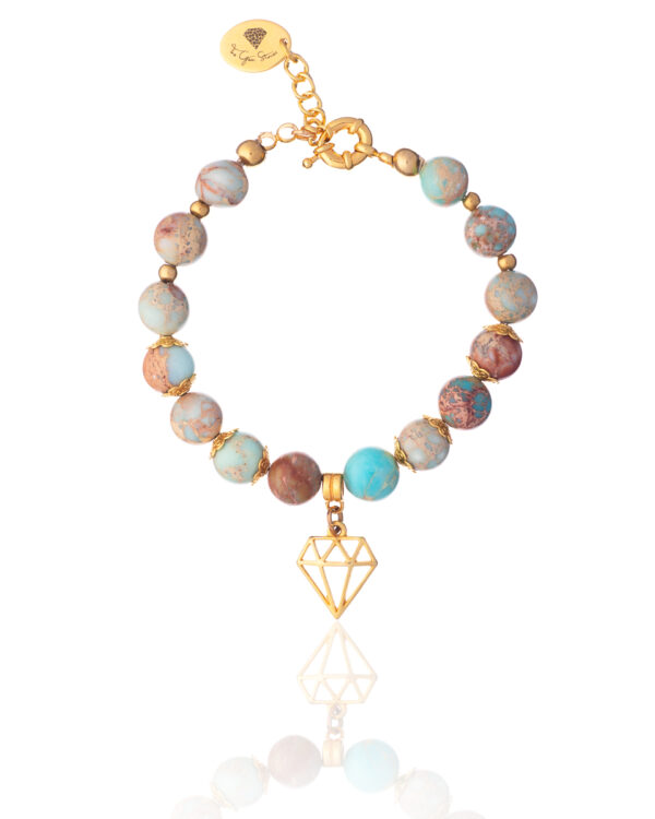 Turquoise Iaspis Bracelet with Diamond Element - Handcrafted Jewelry