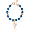 Blue Tiger Eye with Diamond Element Bracelet - Natural Gemstone Jewelry