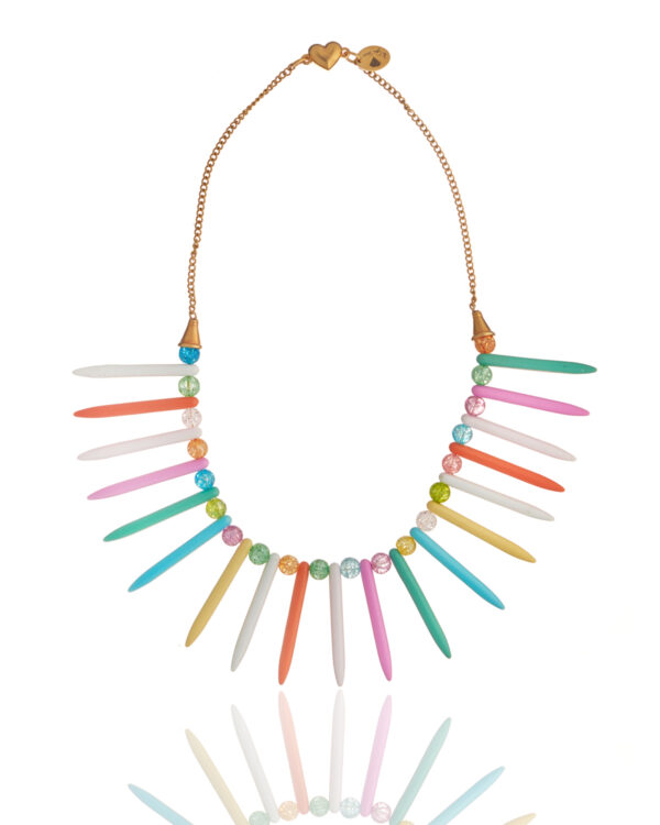 Colourful howlite sticks necklace with vibrant multicolored beads.