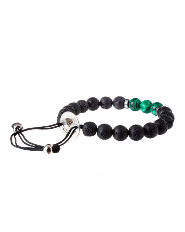Malachite Bracelet Close Up - Detailed view of exquisite malachite gemstone bracelet.