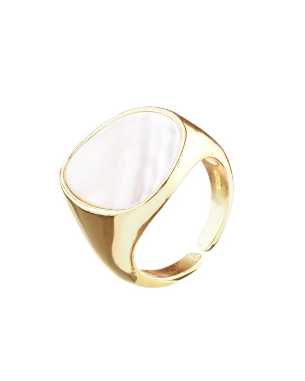 8izy35719 The Gem Stories Ivory 925 Sterling Silver Ring–24k Gold Plated