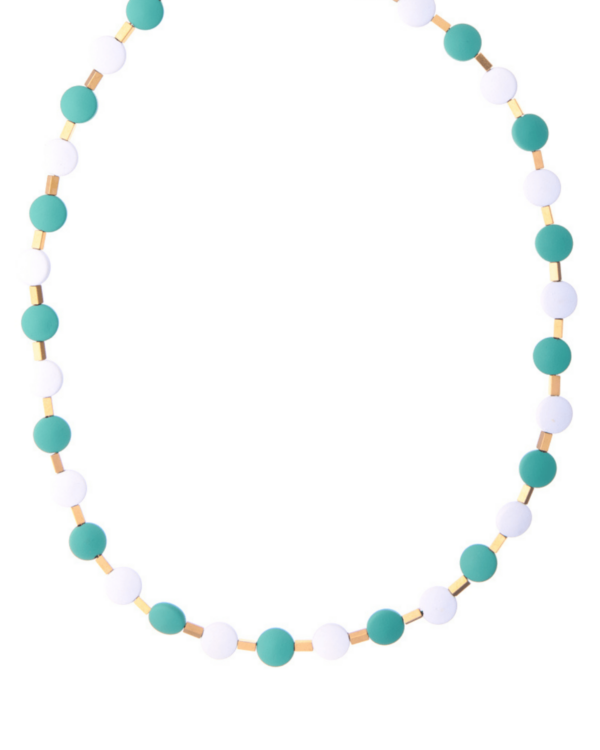 Elegant White and Green Hematite Necklace with colorful accents